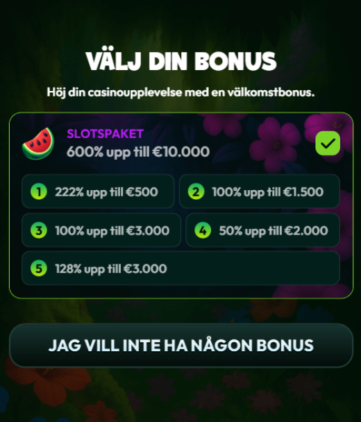 Bonusar för registrering pÄ Tucan Casino för svenska spelare